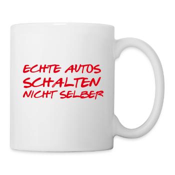 ECHTE AUTOS SCHALTEN NICHT SELBER ROT - Tasse - Weiß - Rechts