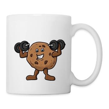 Keks stemmt Hanteln - Tasse - Weiß - Rechts