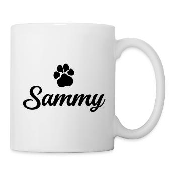 Hundename SAMMY mit Pfote - Tasse - Weiß - Rechts