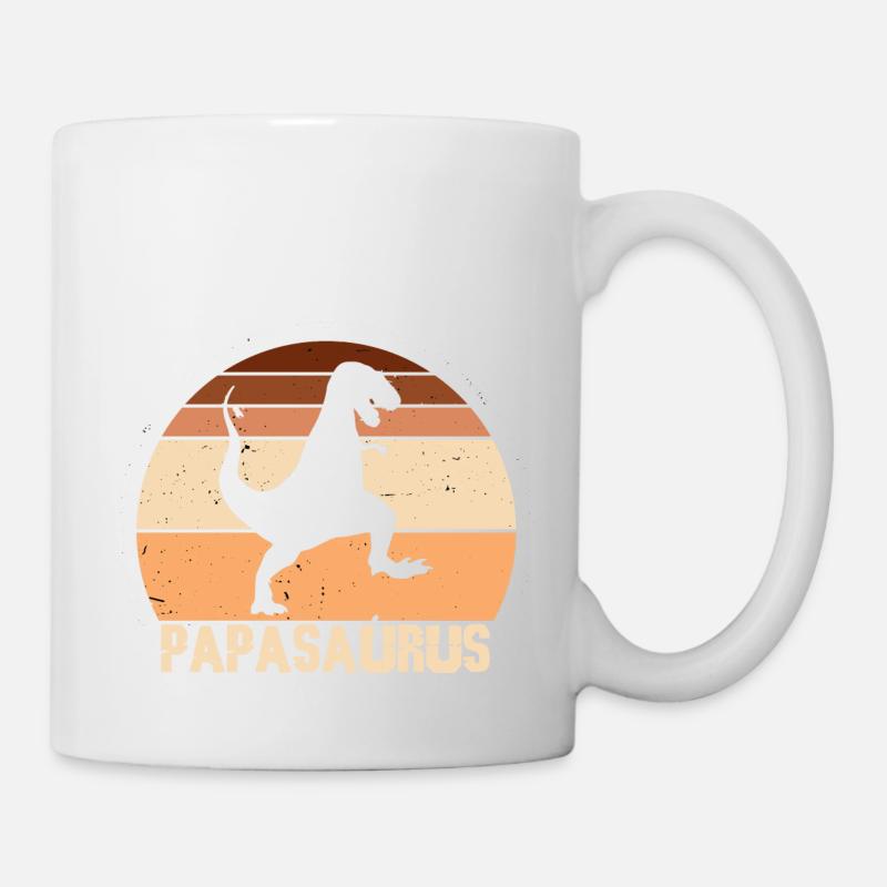 Papasaurus Papa Retro Vintage Father's Day - Mug - white