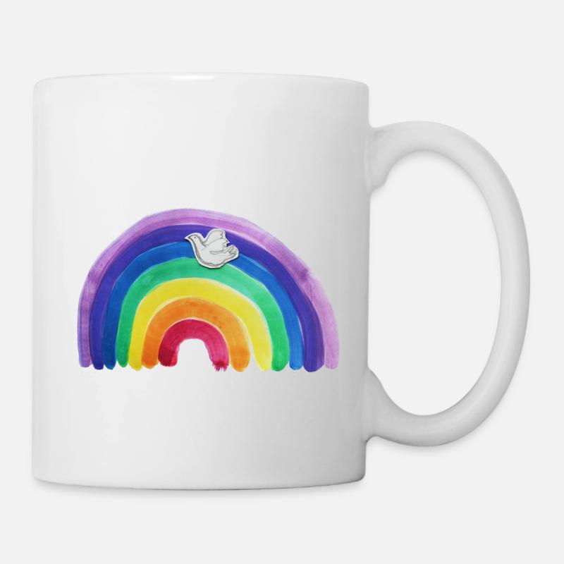 Regenbogen Friedenstaube - Tasse - Weiß