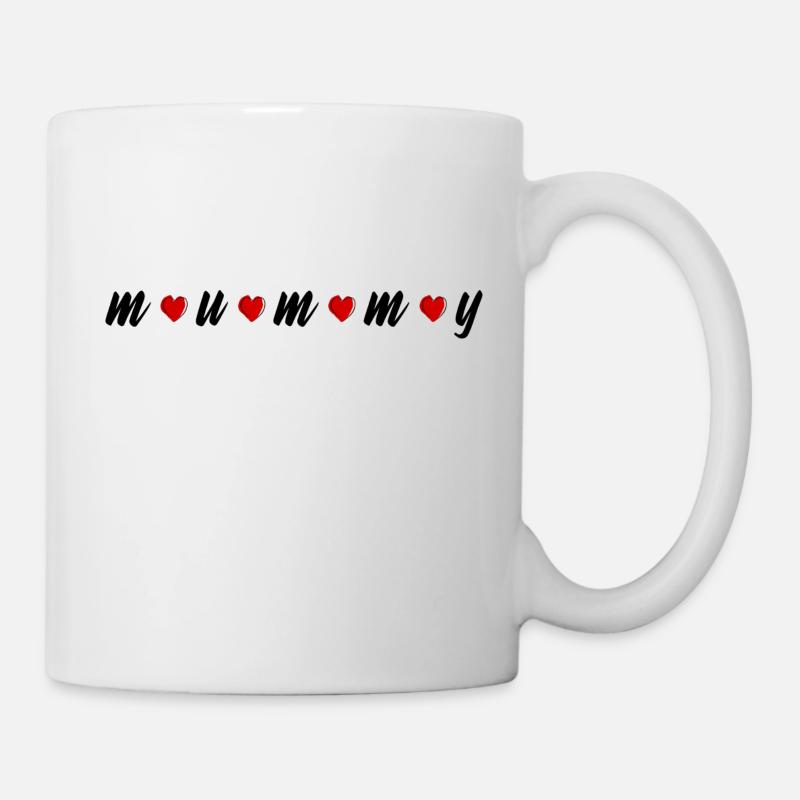 Lettering - black - mummy with hearts - Mug - white