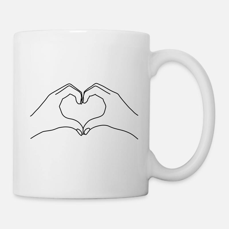 Line art - Hands in Heart Shape - Mug - white