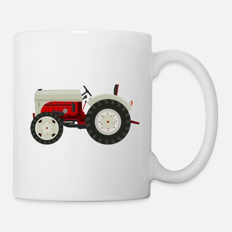 Tracteur vintage rétro beige - Mug blanc - blanc