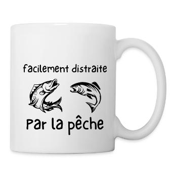 facilement distraite par la pêche - Mug blanc - blanc - Droite