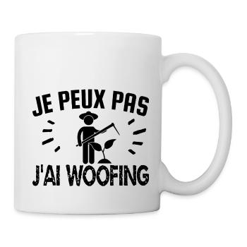 je peux pas j'ai woofing - Mug blanc - blanc - Droite