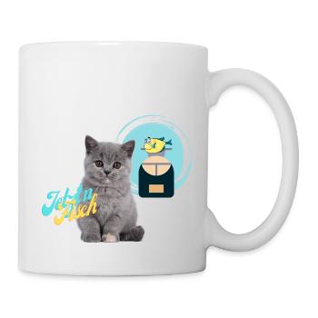 Cat thinks of fish preparation food processor - Mug - white - Right