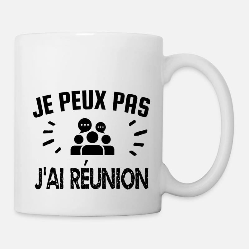 je peux pas j'ai réunion - Mug blanc - blanc
