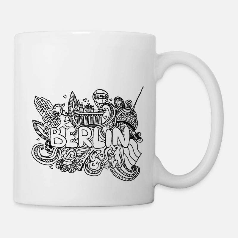 Berlin Berlin Skyline Graffiti Font Doodle - Mug blanc - blanc