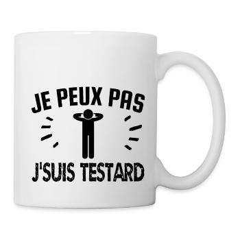 je peux pas j'suis testard - Mug blanc - blanc - Droite