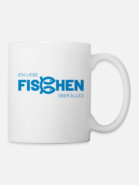 ich liebe fischen über alles - Tasse - Weiß