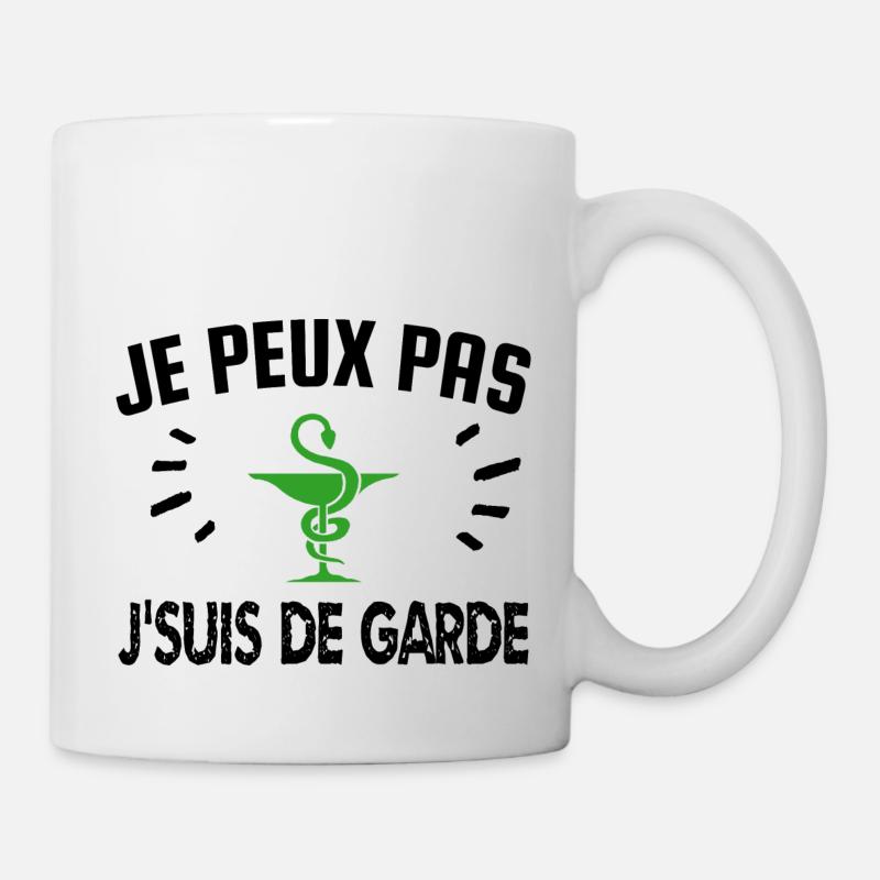 je peux pas je suis de garde - Mug blanc - blanc