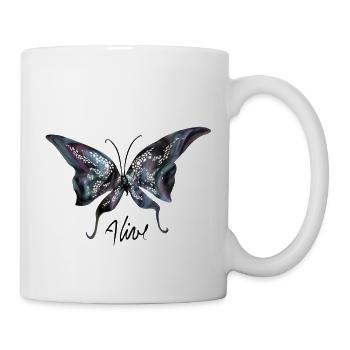 Lebendig / Schmetterling - Tasse - Weiß - Rechts