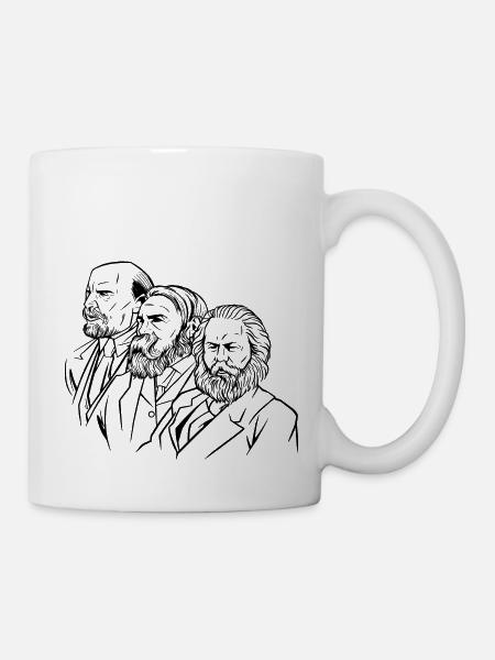 marx engels lenin heads statues communism sickle - Mug - white