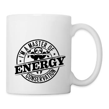 Master of Energy Conservation Faultier Badge - Tasse - Weiß - Rechts