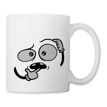 Hand gesture skeptical face - Mug - white - Right
