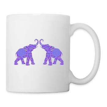 Wonderful Dot Work - Two ELEPHANTS 1 - Mug - white - Right