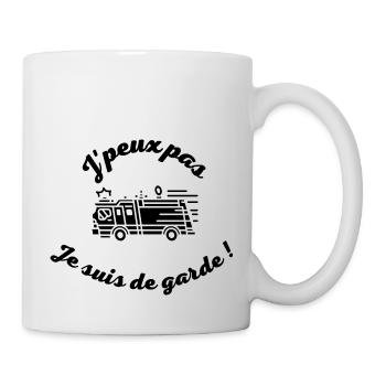 J peux pas je suis de garde pompier ! - Mug blanc - blanc - Droite