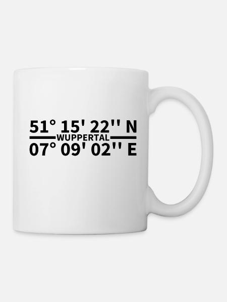 Wuppertal Koordinaten - Tasse - Weiß