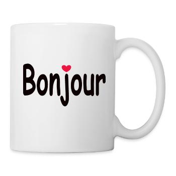 Bonjour Herz - Tasse - Weiß - Rechts