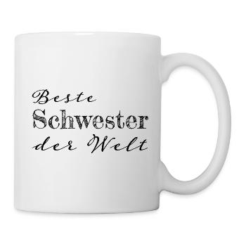 Schwester Geschwister Geschenk - Tasse - Weiß - Rechts