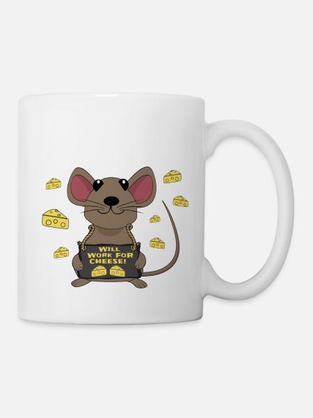 Lustige Maus Käse - Tasse - Weiß