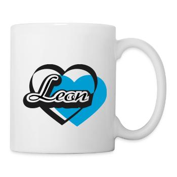 Name Leon Herz - Tasse - Weiß - Rechts