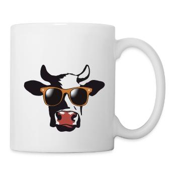 Kuh mit Sonnenbrille Bauernhof Bauer Coole Kuh - Tasse - Weiß - Rechts