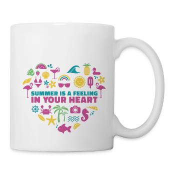 L’été au cœur - Cœur coloré aux motifs d’été - Mug blanc - blanc - Droite