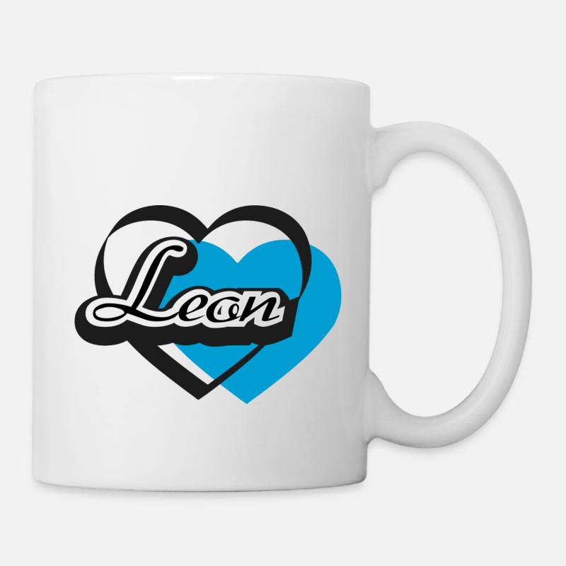 Name Leon Herz - Tasse - Weiß