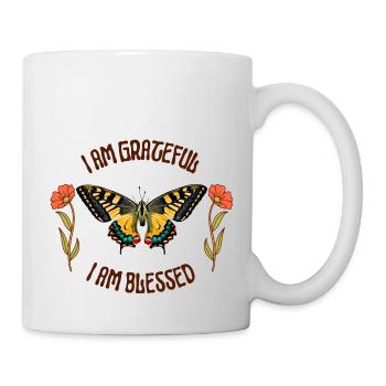 Brown Orange Pink Illustrative Muted Peace T Shirt - Mug - white - Right