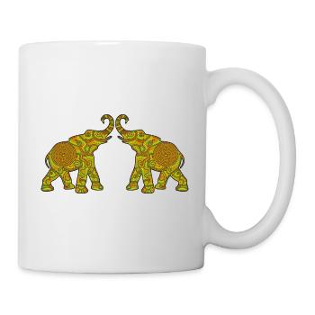 Wonderful Dot Work - Two ELEPHANTS3 - Mug - white - Right