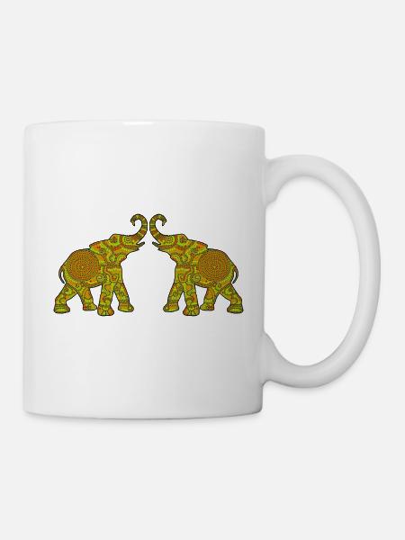 Merveilleux travail de points - Deux ÉLÉPHANTS3 - Mug blanc - blanc