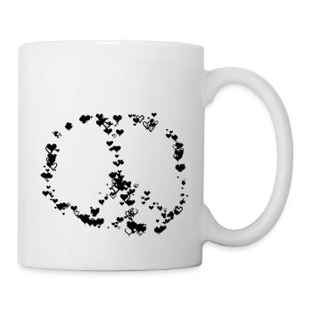 Frieden gezeichnet Zeichnung Freiheit Vektor - Tasse - Weiß - Rechts