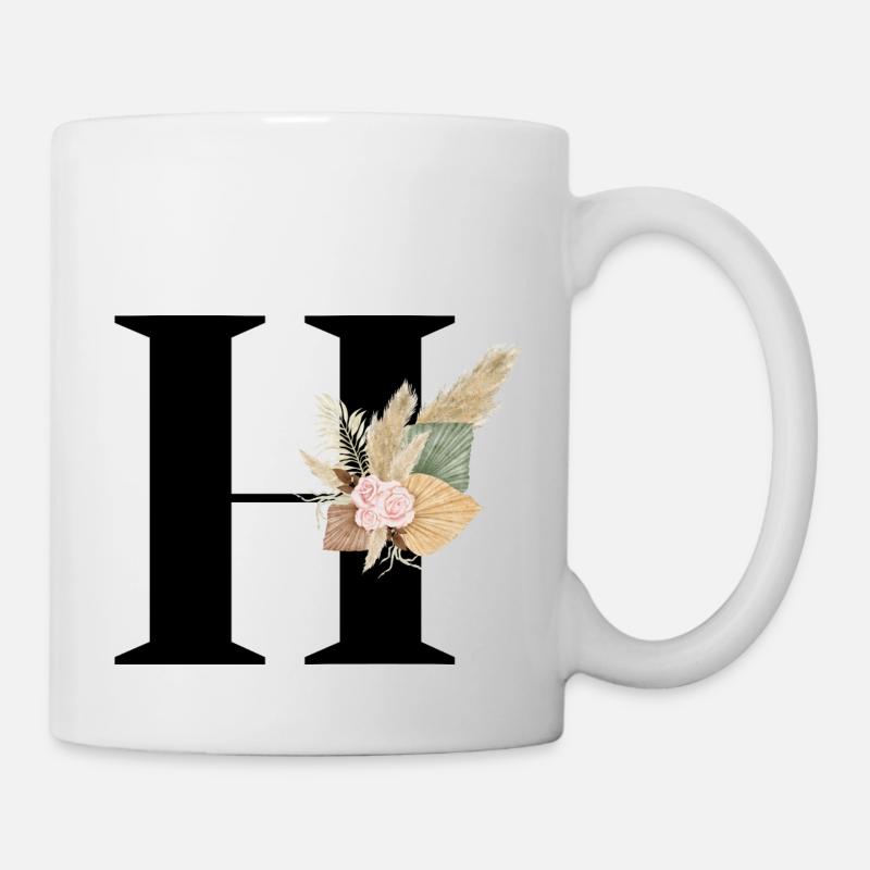 lettre H fleuris - Mug blanc - blanc