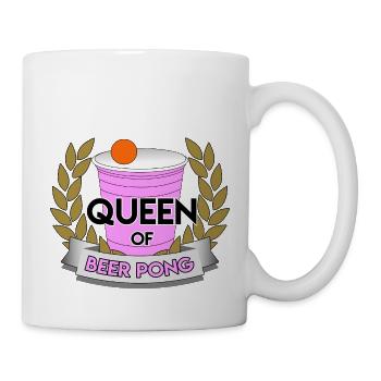 QUEEN of Beer Pong, Party College Drinking Games Red - Mug - white - Right