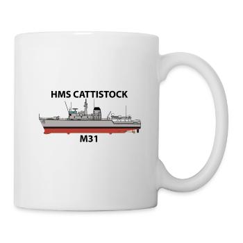 HMS CATTISTOCK - M31 - HUNT CLASS MINEHUNTER - Mug - white - Right