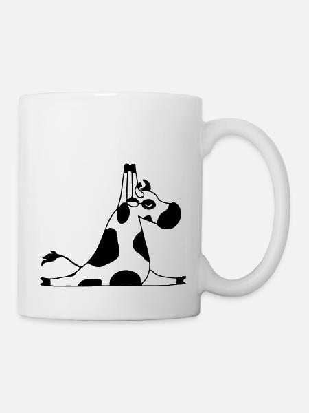 Kuh macht Yoga Yogaliebhaber Geschenkidee - Tasse - Weiß