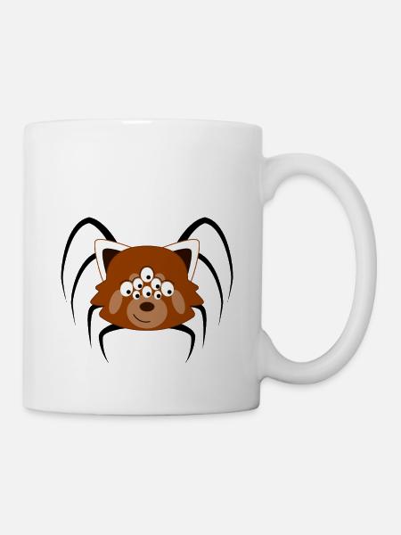 Red panda disguised as spider for Halloween - Mug - white