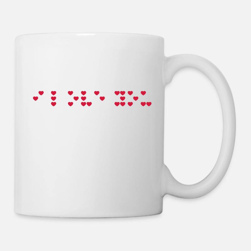 Ich liebe dich in Braille-Code, Braille-Schrift. - Tasse - Weiß