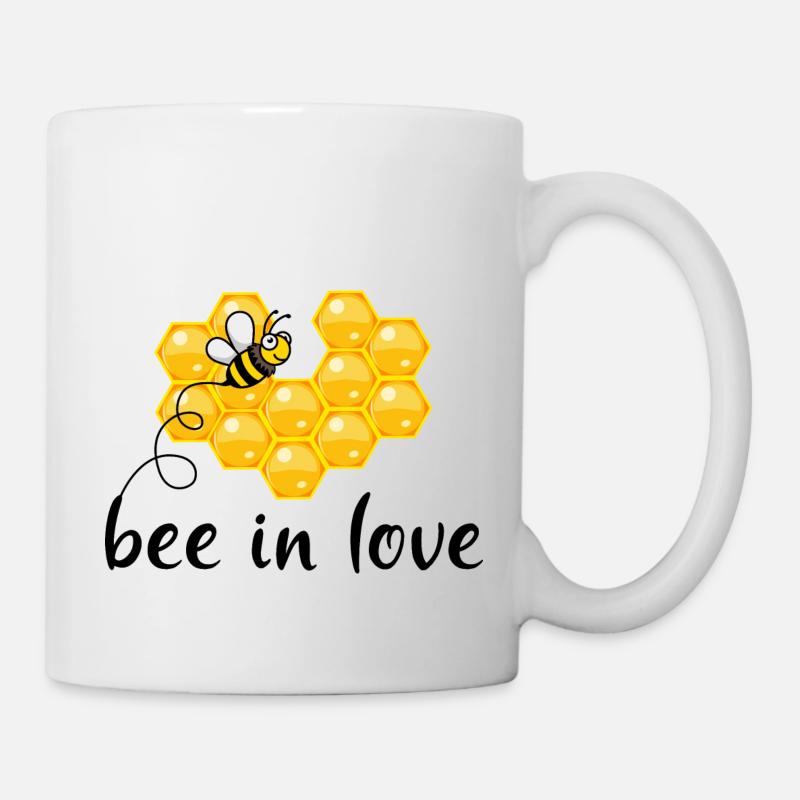 abeille amoureuse bande dessinée abeille abeille cœur d’abeille - Mug blanc - blanc