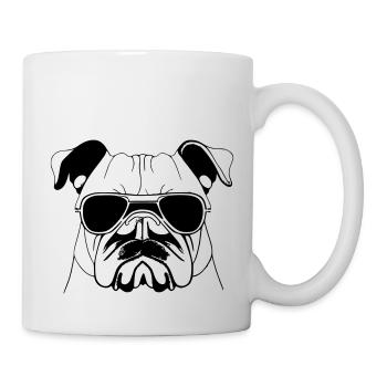 Chiens bouledogues avec lunettes de soleil vecteur cool - Mug blanc - blanc - Droite