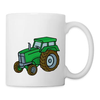 Green Tractor Illustration Kids Gift Idea - Mug - white - Right