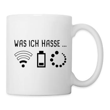 Was ich Hasse - WiFi, Akku, Ladebalken - Tasse - Weiß - Rechts