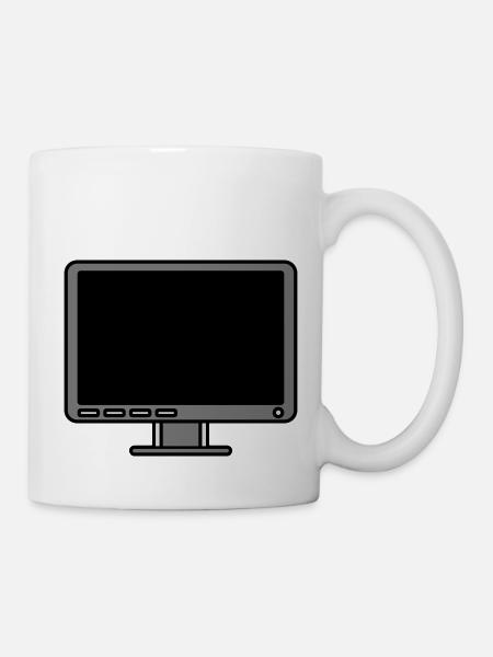 Icon Logo Computer Bildschirm - Tasse - Weiß