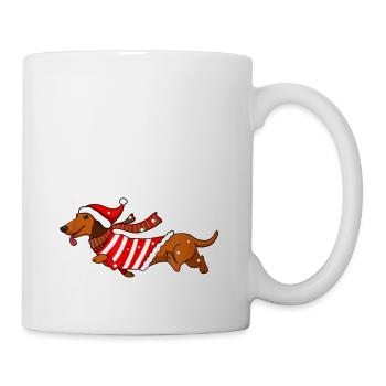 Dachshund Through The Snow Funny Dog Christmas - Mug - white - Right