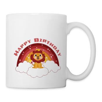 Geburtstag Regenbogen Löwe Happy Birthday Geschenk - Tasse - Weiß - Rechts