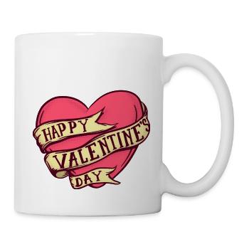 Bonne Saint-Valentin vintage Style Tatto - Mug blanc - blanc - Droite