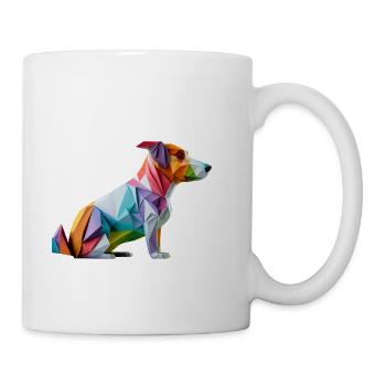 Moderne Farbenfrohe Origami Hund Corgi - Tasse - Weiß - Rechts