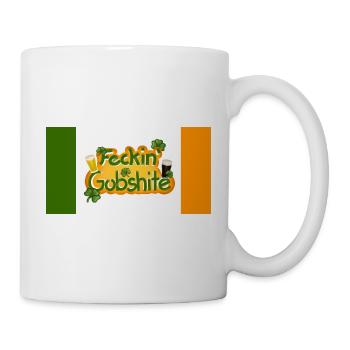 "Feckin' Gobshite" Irland Flagge, Irish Insult - Tasse - Weiß - Rechts